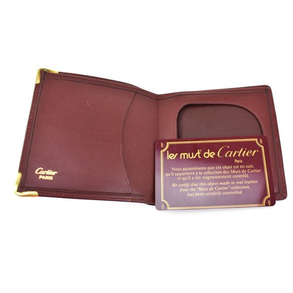 CARTIER: Burgundy, Leather Double C Logo Wallet pm - Picture 10 of 10